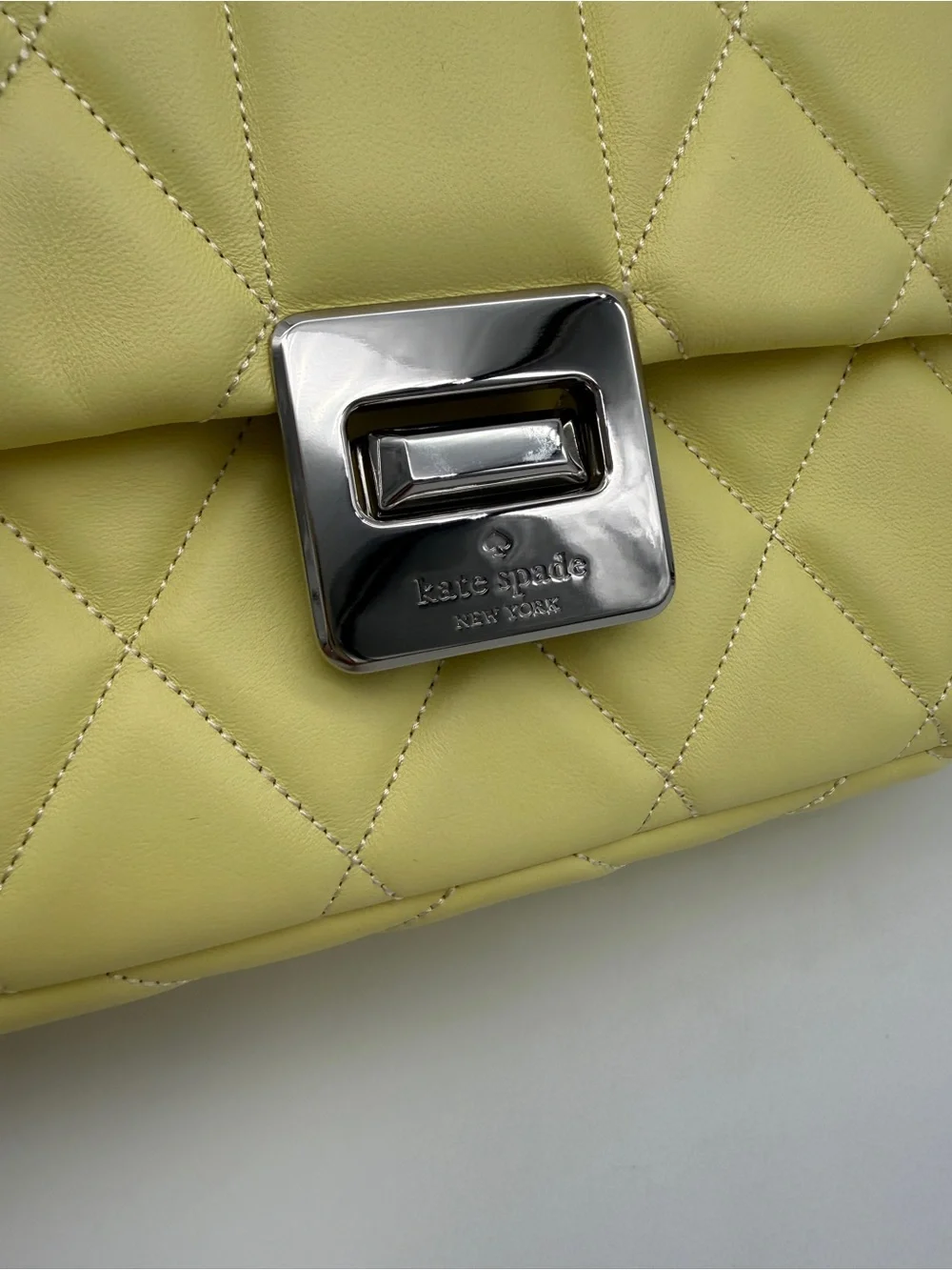 Kate Spade Carey Quilted Small Flap Crossbody Bag Lemon Fondant Yellow